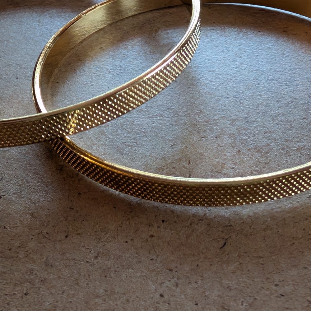 Stainless Steel Elegant Gold-Tone Textured Earrings